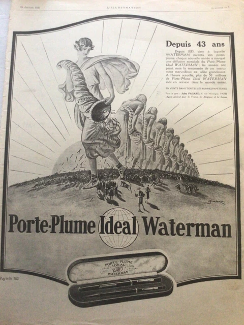 Publicité ancienne Waterman porte-plume 1938 issue de magazine