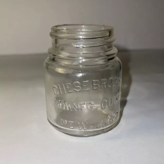 Vintage Glass Vaseline Jar Chesebrough, New York