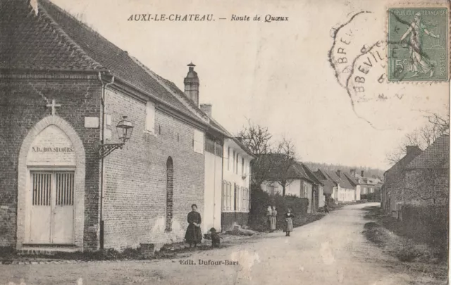 Cpa Animee - Auxi Le Chateau - Route De Quoeux