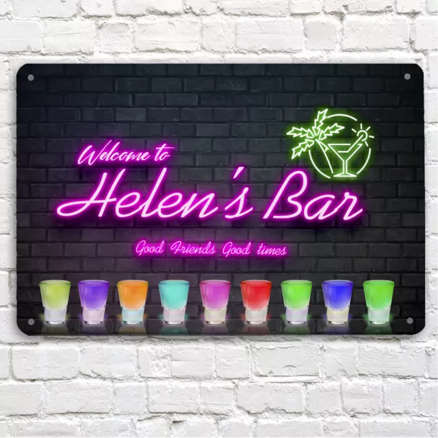 Personalisiertes Barschild - 80er Jahre Neon Effekt Aufnahmen Metall A4 Home Bar Schild F13