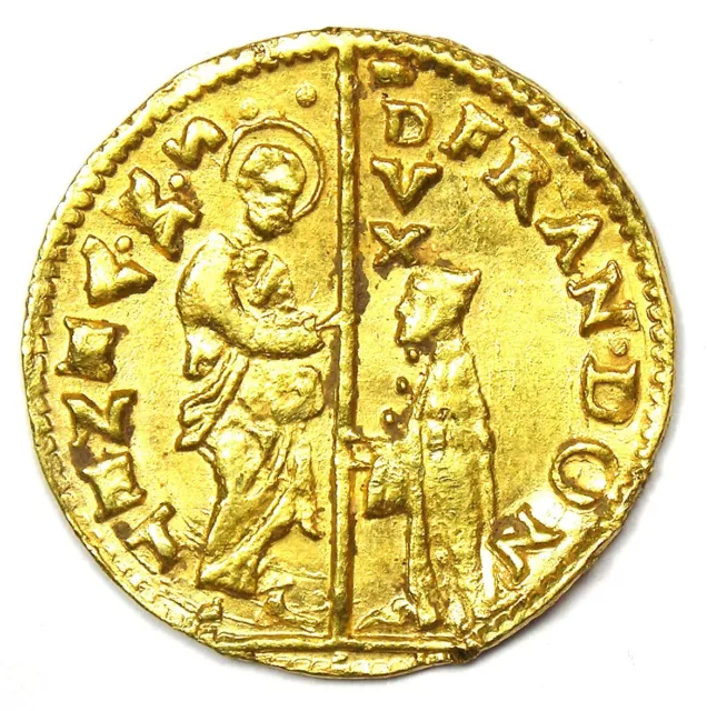 1545-53 Italy Venice Dona Gold Jesus Christ Zecchino 1Z - XF / AU Details