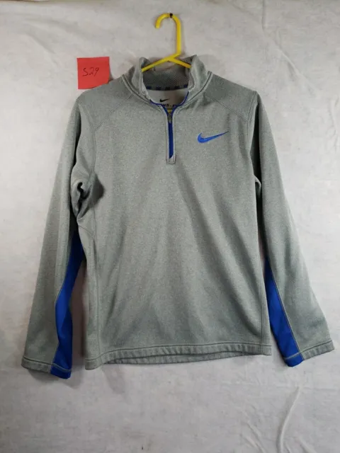 NIKE SWEATER SMALL Adult Gray Pullover Quarter Zip Therma Fit Stretch ...