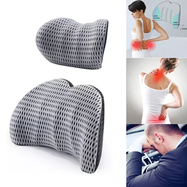 Memory Foam Lumbar Support Cushion Car Seat Neck Back Pillow Support Relief Pain
