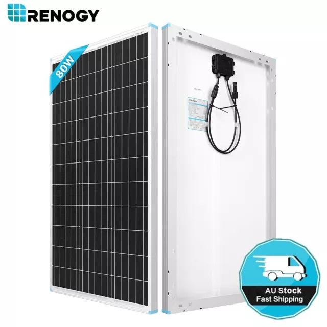 Renogy 80W Watt 12V Volt Mono Solar Panel Off Grid PV Power RV Home Boat