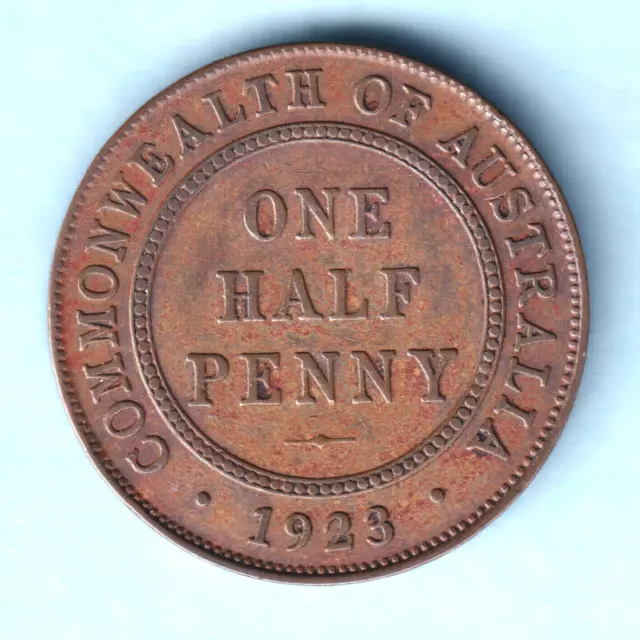 Australia. 1923 Halfpenny..  minor Die cracks both sides.  VF - Full Centre Diam