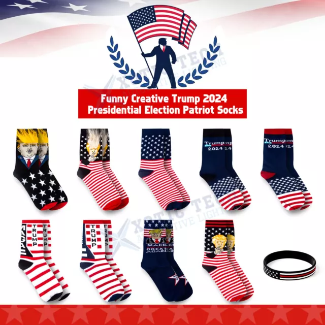 Donald Trump 2024 President MAGA Socks Men's Women's Cotton Novelty Crew Socks