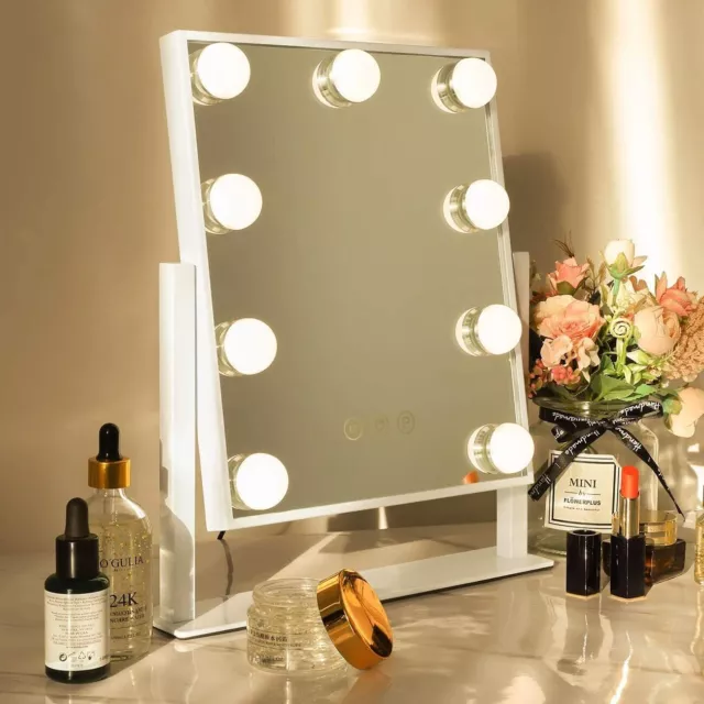 Espejo De Cambiador Maquillaje Iluminado Con Luces Hollywood 9 Bombillas LED