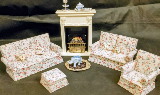 Melody Jane Classics By Handley Dollhouse Miniature White Desk With Pewter Drawer Pulls