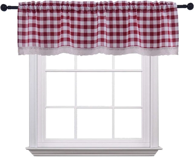 Curtain Valances for Windows Gingham Cotton Blend Window Curtains for Kitchen Li