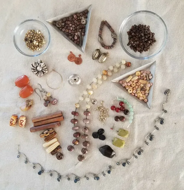 Vintage Big Lot of Beads, Findings, Focal Beads, Jewelry Making Supplies, 7 oz