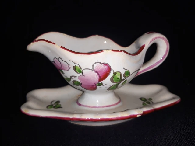 Ancienne Dinette En Tôle émaillée 6 Pièces Avec Saucière - État D'usage