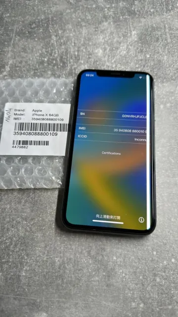 1404 - Apple iPhone X 64 Go - GRIS SIDERAL