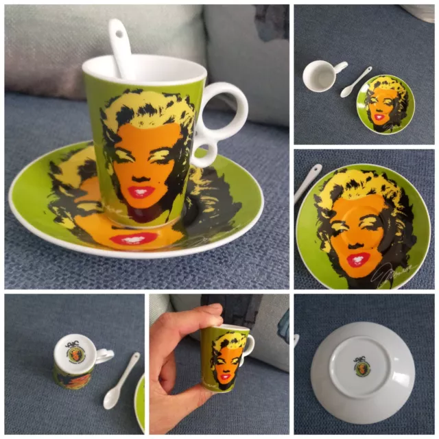 Tazzina piattino cucchiaino in ceramica con immagine Marilyn Monroe
