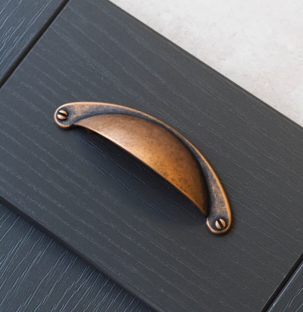 Copper Kitchen Cupboard Handle Antique Rustic Cup Pull Drawer Furniture Knobs