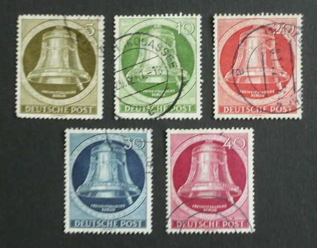 Berlin 1951, Freiheitsglocke Klöppel rechts, Nr. 82-86,  gestempelt, Rundstempel