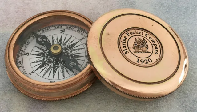 Kompass Tasche Messing Vintage Antik nautischen Stil Button Push Sonnenuhr...