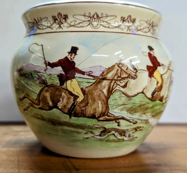 Vintage Humidor by Royal Winton Grimwades Hand Painted Ceramic Tobacco Jar