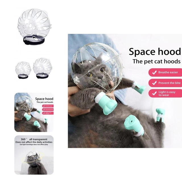 Hocico de aseo transparente hueco antimordeduras con capucha para gato cómodo