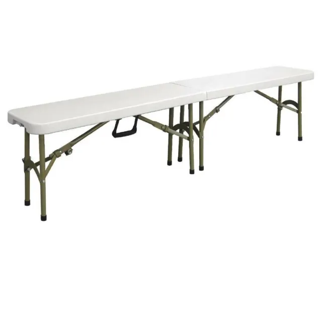 Bolero Centre Folding Bench 6ft White | Seat Sitting Portable Indoors Outdoors