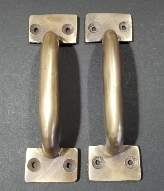 2 x Solid Brass Strong File Drawer Trunk Chest Handles 5-1/4"w (4-1/4"ctr)#P20