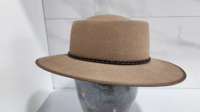 Genuine Unisex Tanned As New Akubra Pastoralist  Pure Fur Felt Hat Sz 54 Cm 2