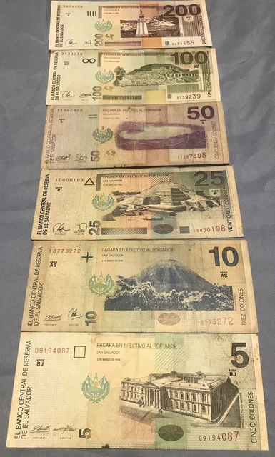 full set of banknotes from El Salvador