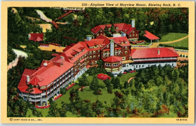 Airplane View of Mayview Manor Blowing Rock North Carolina Postcard