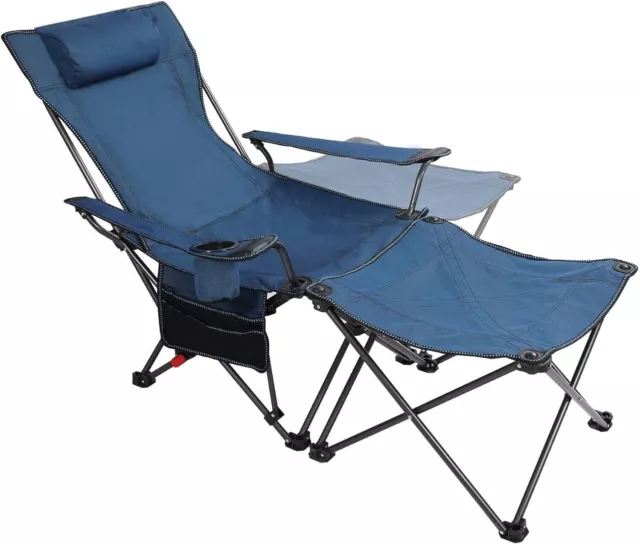 2 in 1 Folding Camping Chair with Detachable Table/Recliner, Portable Camping