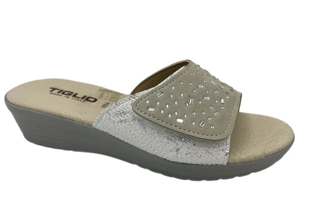 Chaussons Femme TIGLIO Lime 184 - Ouverts, Scratch, Cuir écologique, Multicolore