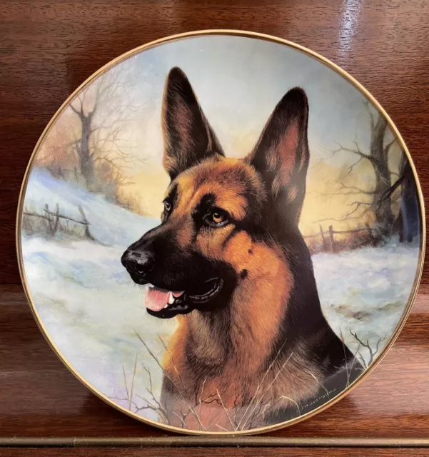 The German Shepherd ‘ A Winter Friend ‘ By Danbury Mint Decorative Plate.   VGC