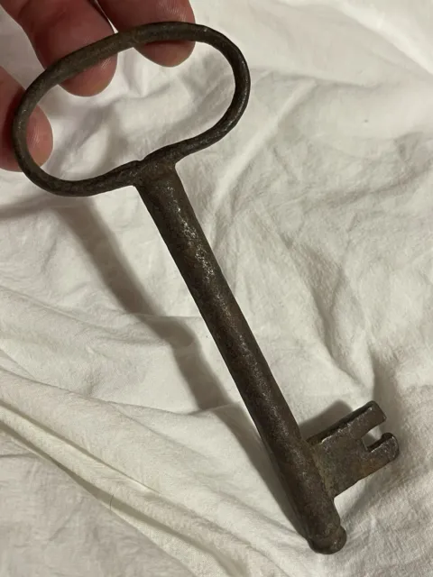 LARGE Early Antique Wrought Iron Skeleton Key