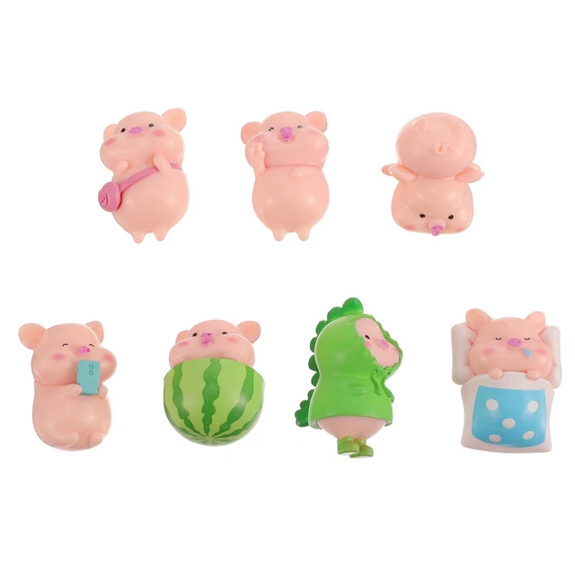 7 pz modelli animali giocattolo piggy micropaesaggio accessori outdoor cruscotto