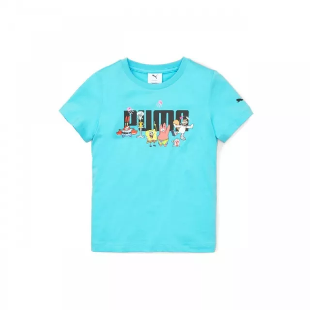 Puma Spongebob Logo T-Shirt Maglia Bambini Bimbo Girocollo Mezza Manica Corta 67