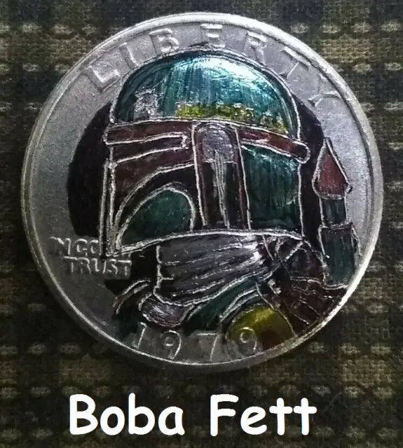 Hobo Nickel hand carved by J&M Tarantula Washington as Star Wars boba Fett