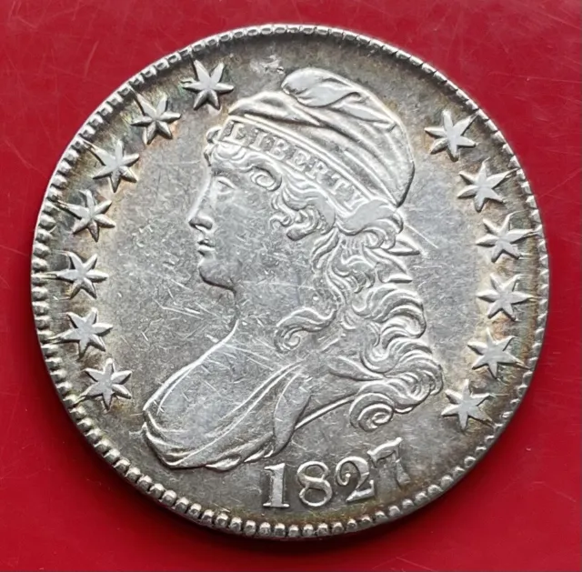 1827 Capped Bust Half Dollar Square Base Lustrous!