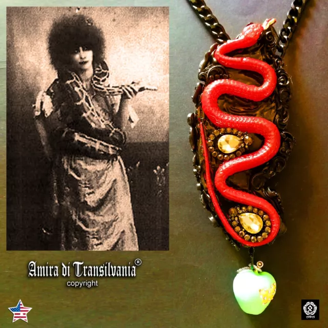 necklace vintage luxury pendant woman accessories art deco nouveau apple snakes