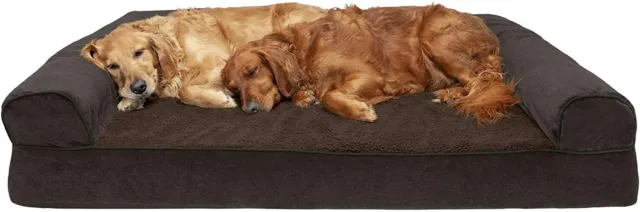 FurHaven Quilted Orthopedic Foam Sofa Dog Bed Jumbo Plus Removable Cover Brown