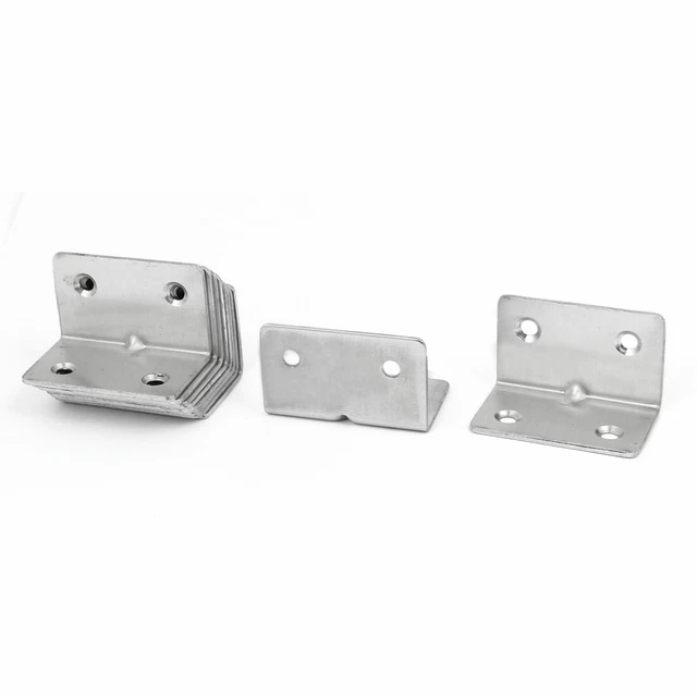 50mmx30mmx30mm Stainless Steel Corner Braces Angle Brackets Silver Tone 10 Pcs