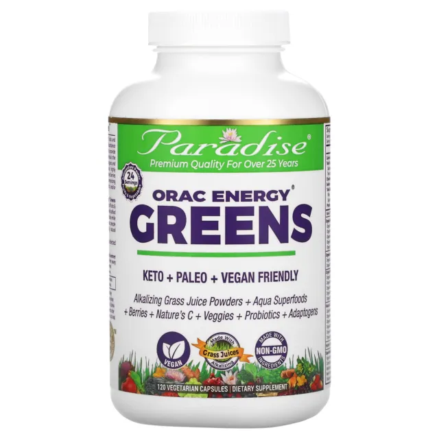 2 X Paradise Herbs, ORAC Energy Greens, 120 Vegetarian Capsules
