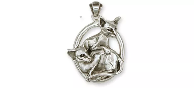 Siamese Cat Jewelry Sterling Silver Handmade Siamese Cat Pendant  CT20-P