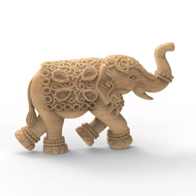 Wood Carved Lucky Elephant Miniature Animal Indian Elephant Wall Hanging