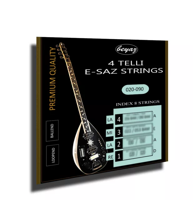 New! 4 Telli E-SAZ Pro Quality Strings Elektro Baglama Saz Teli Saiten Loopend