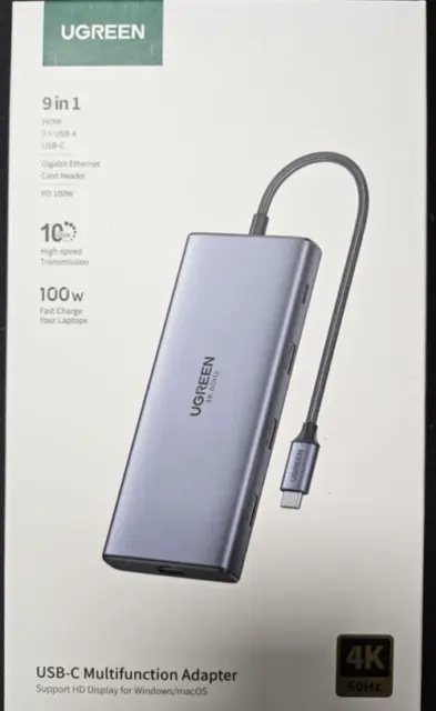 UGREEN Revodok USB C Hub USB C/USB A Port, 4k 60Hz HDMI, PD 100W, Ethernet 9 in