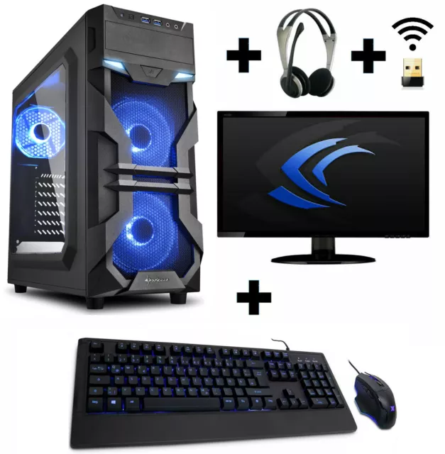 Gamer PC Komplett-Set AMD 4100 4x 3,8 Ghz Geforce GT730 8GB 1TB Gaming Win10 2