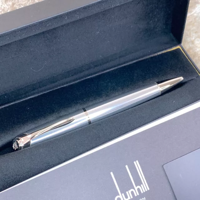 Alfred Dunhill Ballpoint Pen AD Fighter Silver Palladium Finish w/Case&Card