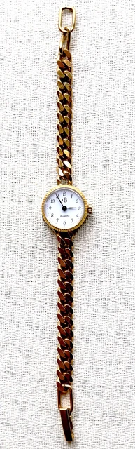 Montre Vintage LUZ Années 70 Plaquée Or Bracelet Cuir Bleue - Superbe état