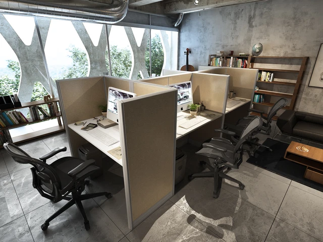 4x2 Cubicle -54″ H Fully Fabric - 5  MAN CALL CENTER CUBICLES-U