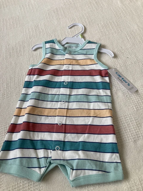 Carters one piece baby boy stripe knit short outfit size 3 M NEW