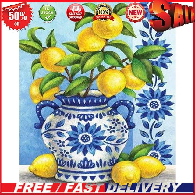 Oil Paint By Numbers Lemon Frameless Picture Craft Kits for Room Decoration