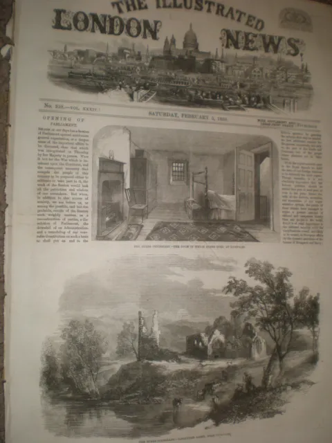 The Robert Burns Centenary Dumfries death bed Lincluden Abbey 1859 prints ref AX